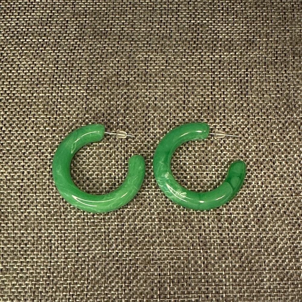 Green Acrylic Fat Hoop Indie Boho Minimalist Earrings